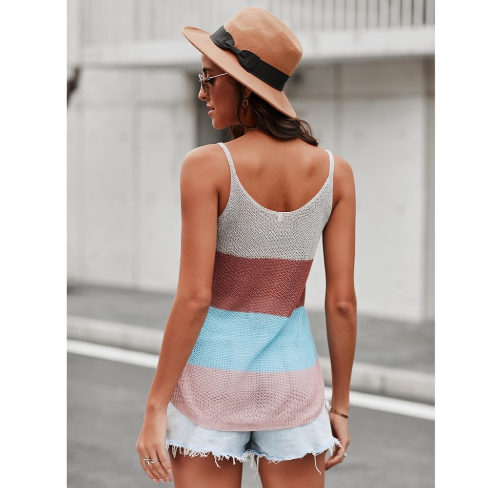 Colorblock Knit Summer Tank Top - Picture 4 of 7